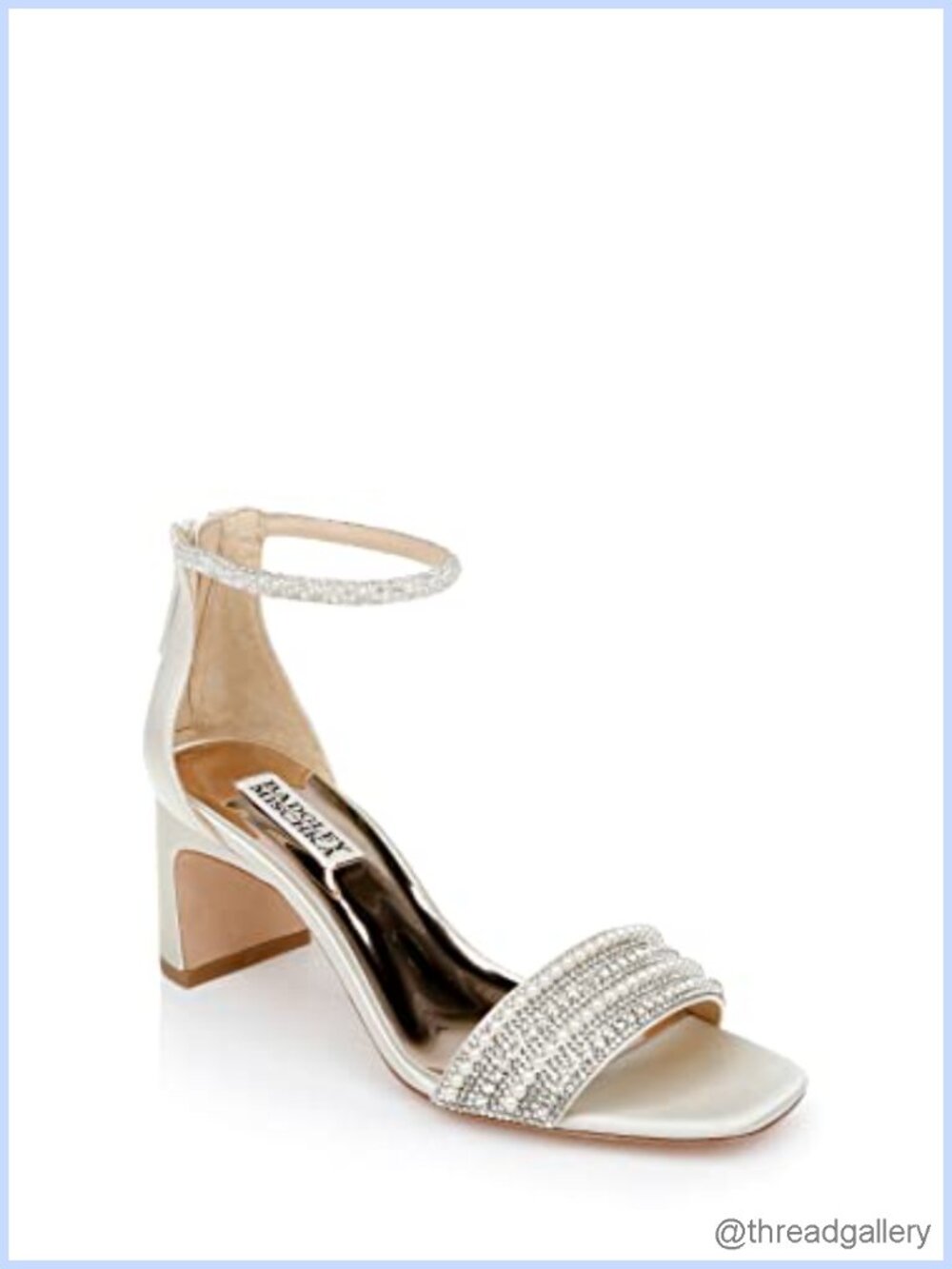 Open Toe Block Heel Crystal Embellished Ankle Strap Formal Sandal